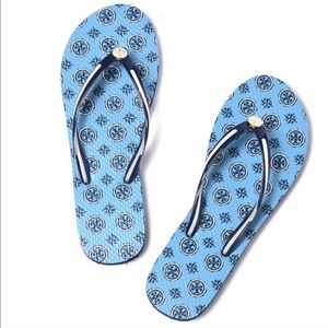 Blue Tory Burch flip flops
